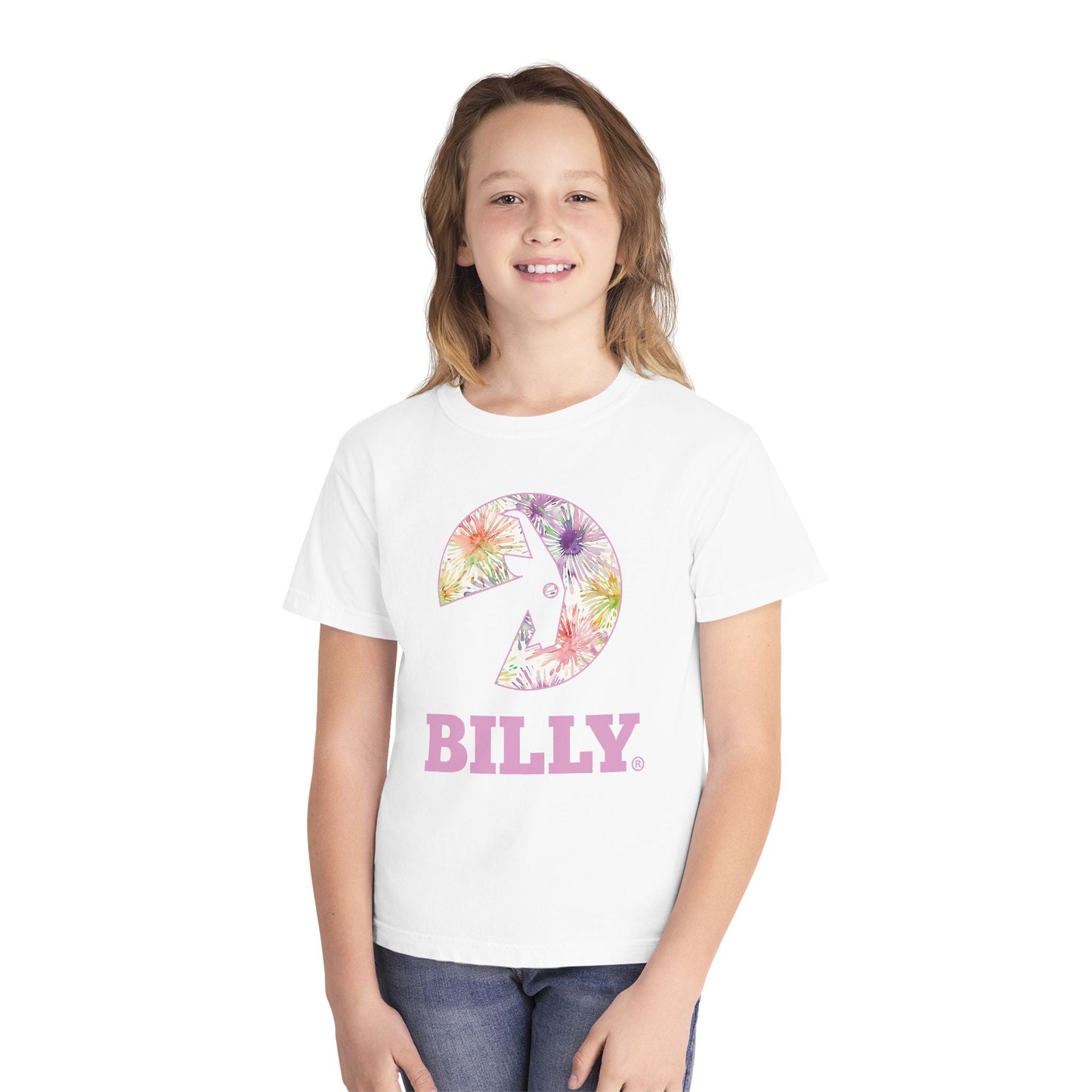 BILLY Youth Midweight Tee (Floral Logo) - AVAILABLE IN 4 COLORS