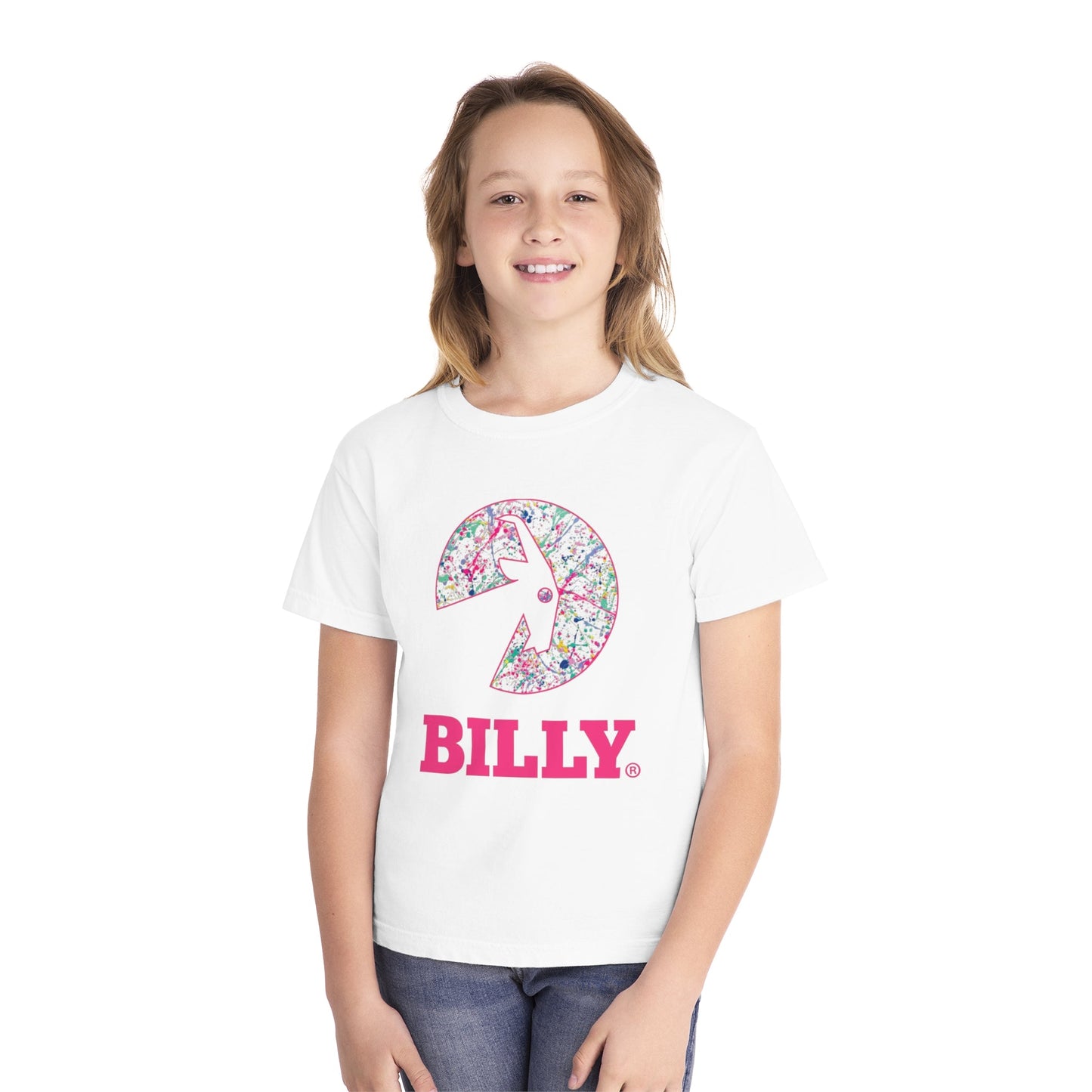  BILLY Youth Midweight Tee (Sasha Splatter - Pink Print)