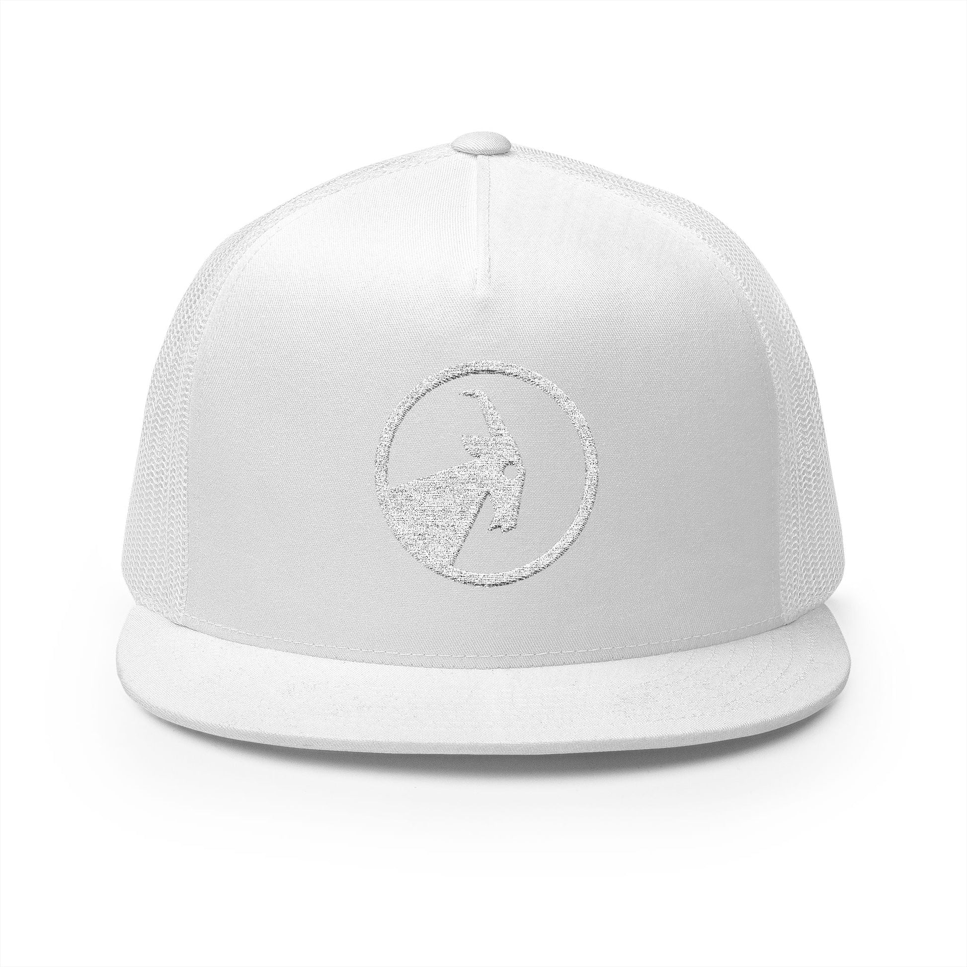  BILLY 5 Panel Flat Bill Trucker Cap (White Goat - Embroidery) — AVAILABLE IN 6 COLORS