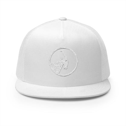  BILLY 5 Panel Flat Bill Trucker Cap (White Goat - Embroidery) — AVAILABLE IN 6 COLORS