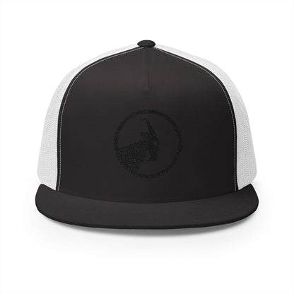  BILLY 5 Panel Flat Bill Trucker Cap (Black Goat - Embroidery) — AVAILABLE IN 10 COLORS