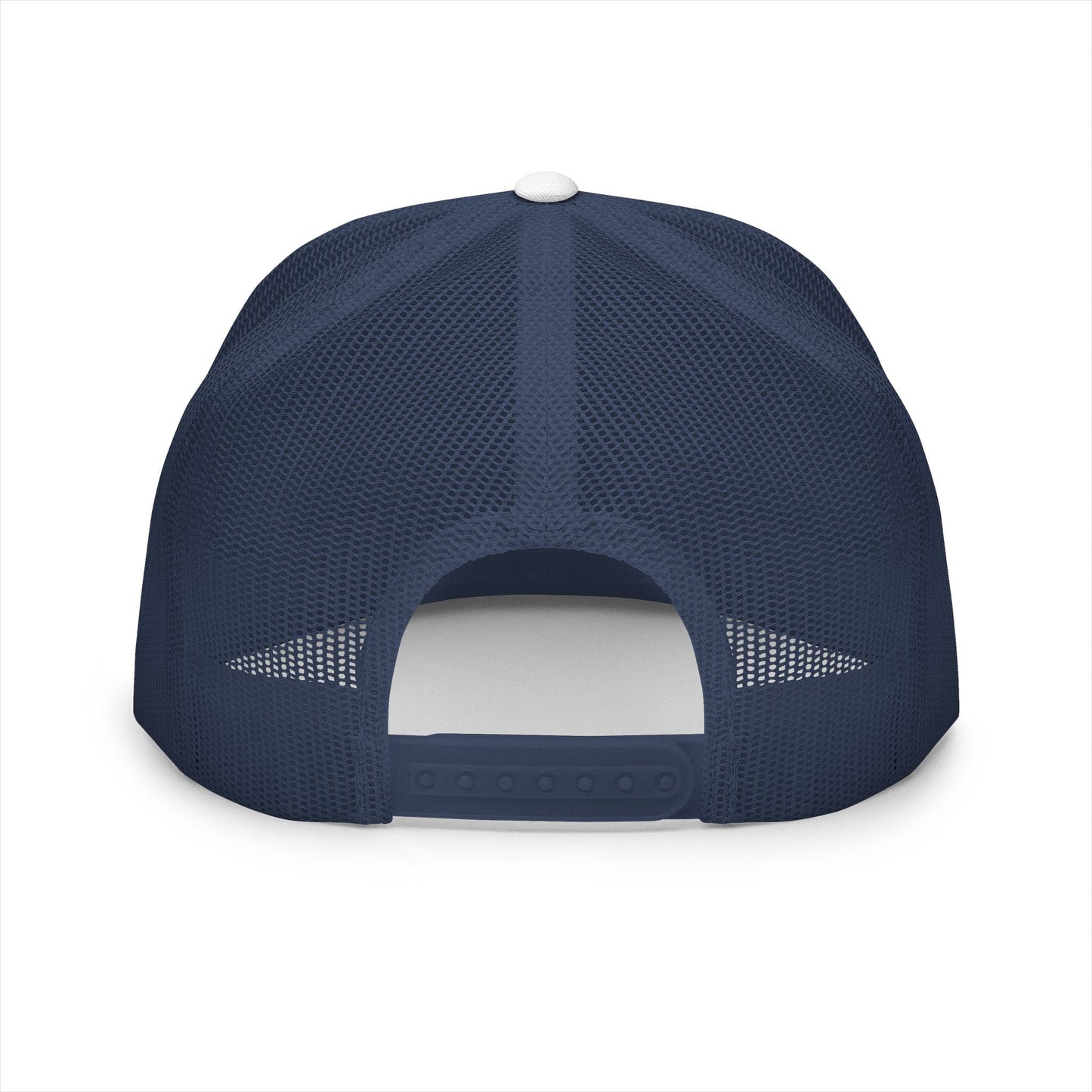  BILLY 5 Panel Flat Bill Trucker Cap (Red Goat - Embroidery) — AVAILABLE IN 13 COLORS