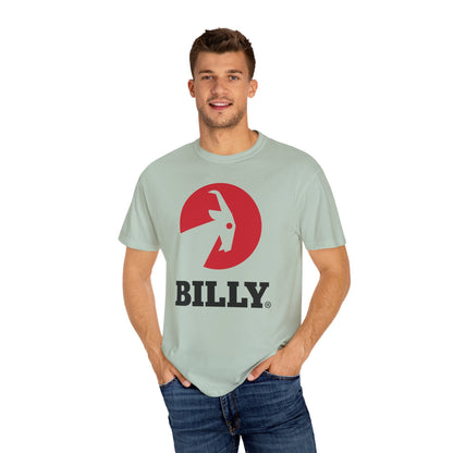  BILLY Unisex Garment-Dyed T-Shirt (Black/Red Vertical Logo)