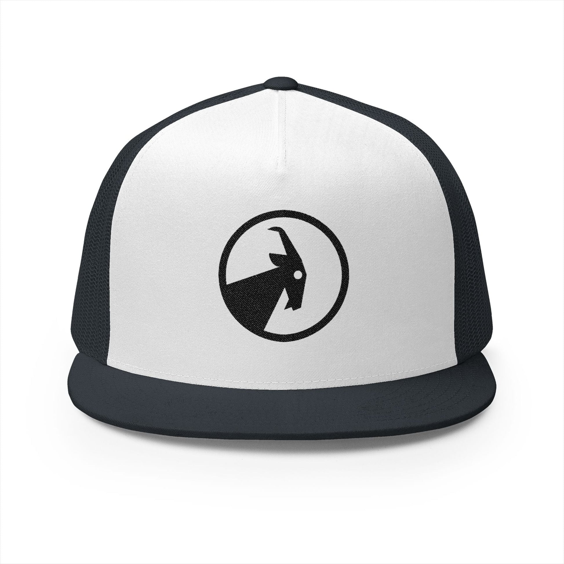  BILLY 5 Panel Flat Bill Trucker Cap (Black Goat - Embroidery) — AVAILABLE IN 10 COLORS