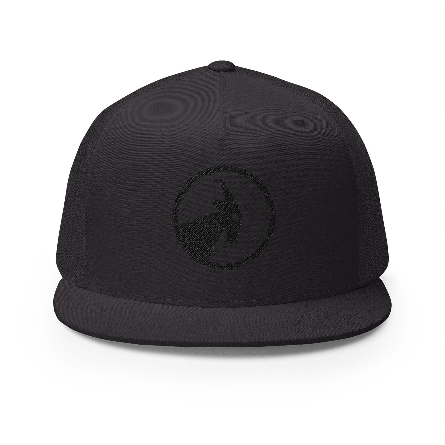 BILLY 5 Panel Flat Bill Trucker Cap (Black Goat - Embroidery) — AVAILABLE IN 10 COLORS