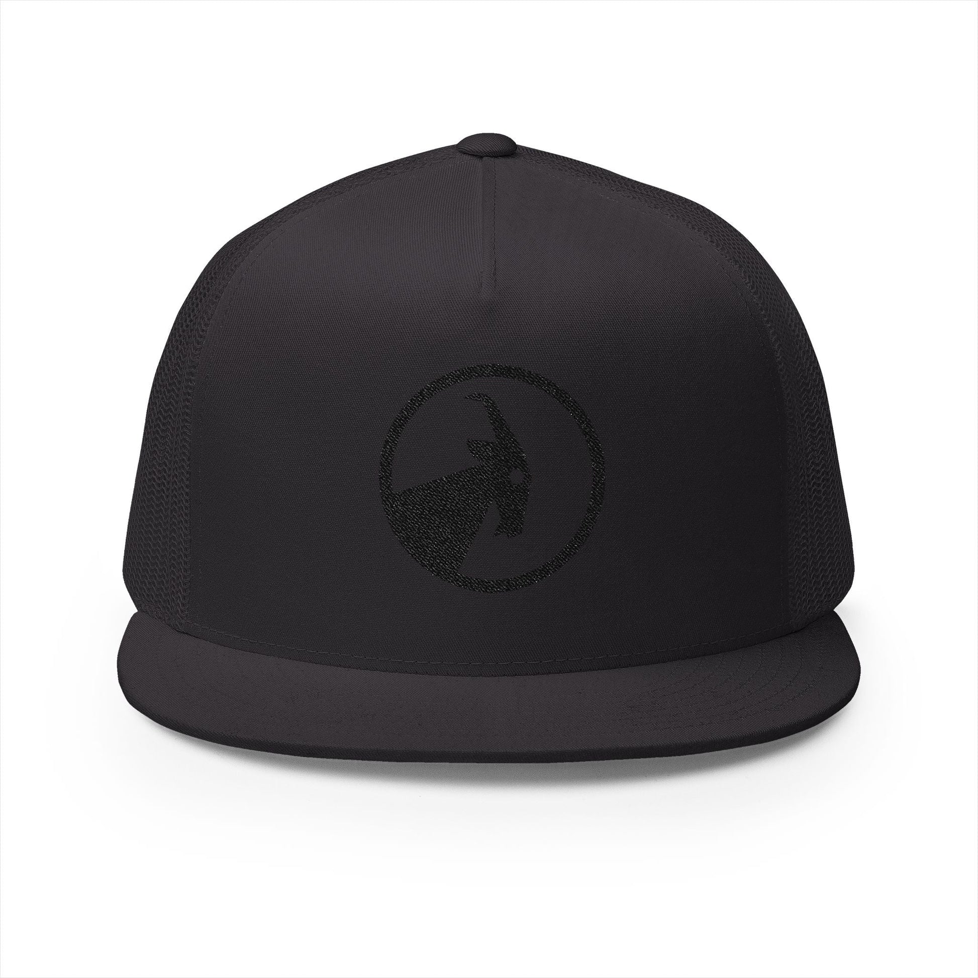 BILLY 5 Panel Flat Bill Trucker Cap (Black Goat - Embroidery) — AVAILABLE IN 10 COLORS