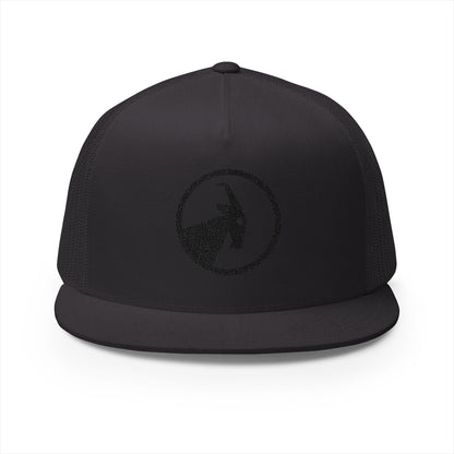  BILLY 5 Panel Flat Bill Trucker Cap (Black Goat - Embroidery) — AVAILABLE IN 10 COLORS