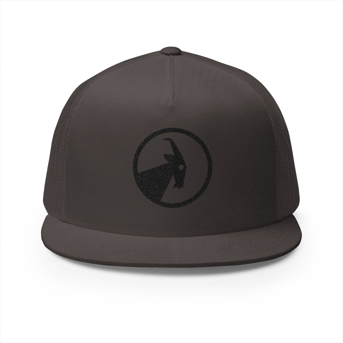  BILLY 5 Panel Flat Bill Trucker Cap (Black Goat - Embroidery) — AVAILABLE IN 10 COLORS