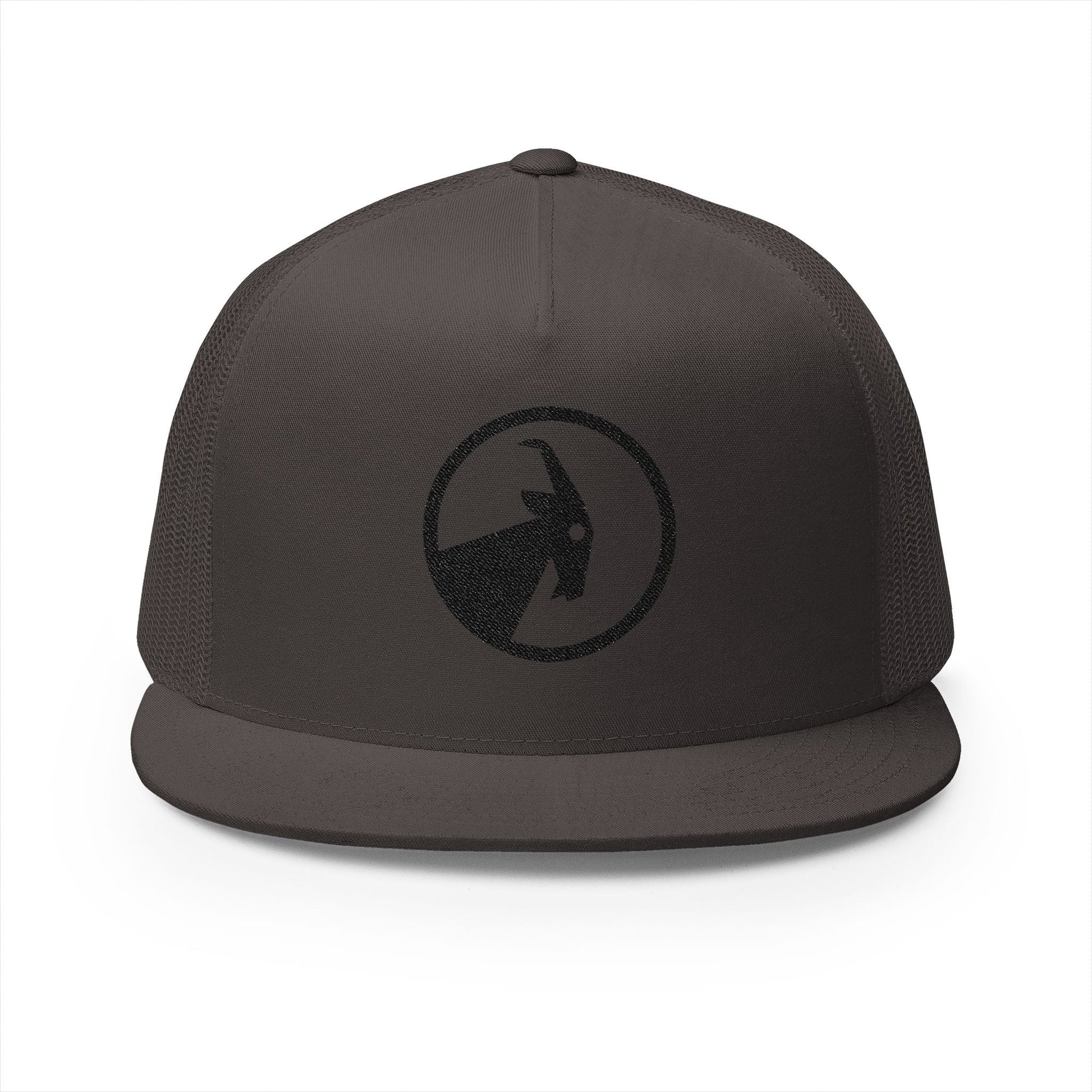  BILLY 5 Panel Flat Bill Trucker Cap (Black Goat - Embroidery) — AVAILABLE IN 10 COLORS