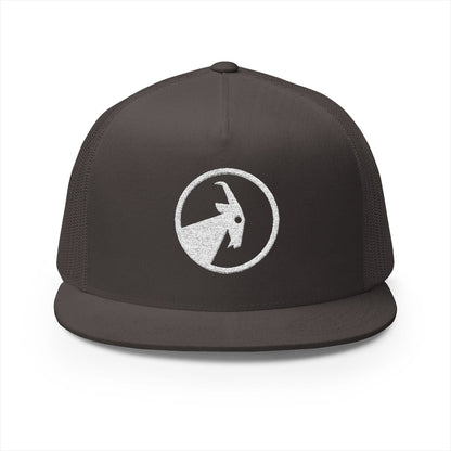  BILLY 5 Panel Flat Bill Trucker Cap (White Goat - Embroidery) — AVAILABLE IN 6 COLORS