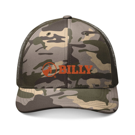  BILLY Camouflage Trucker Hat (Orange Horizontal Logo - Embroidery)