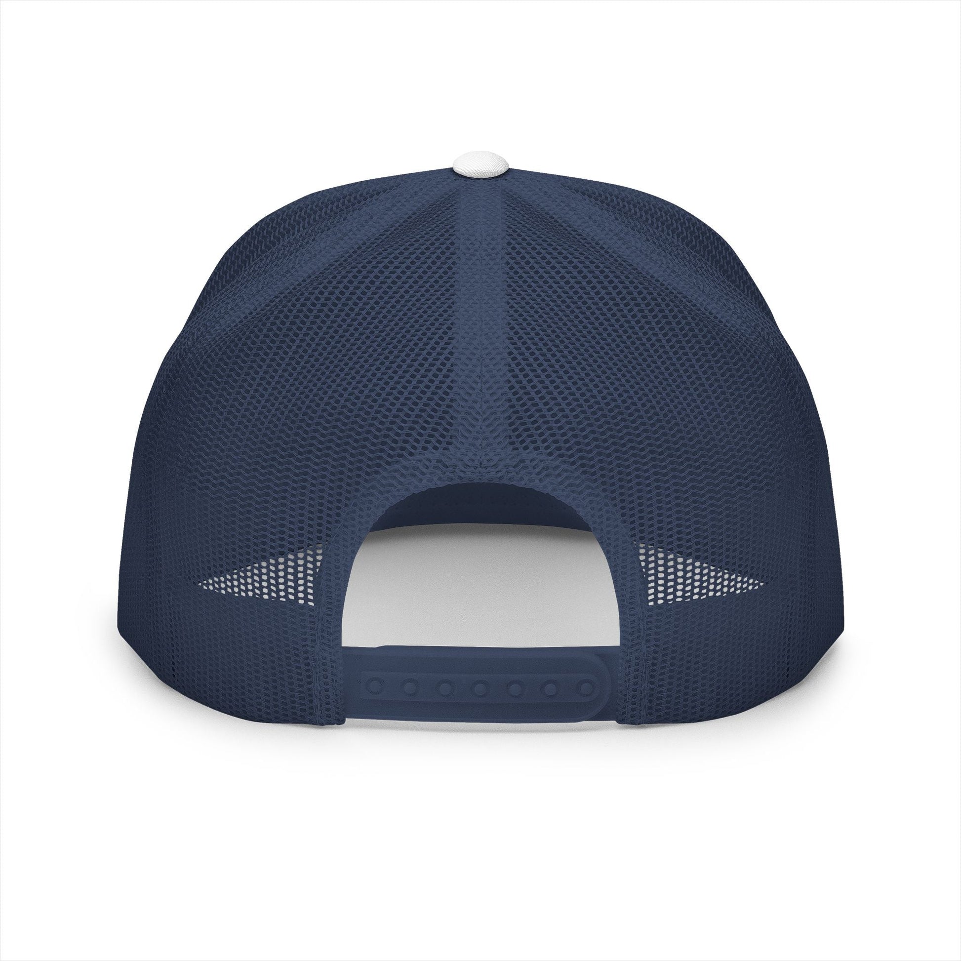  BILLY 5 Panel Flat Bill Trucker Cap (White Vertical Logo - Embroidery) — AVAILABLE IN 13 COLORS