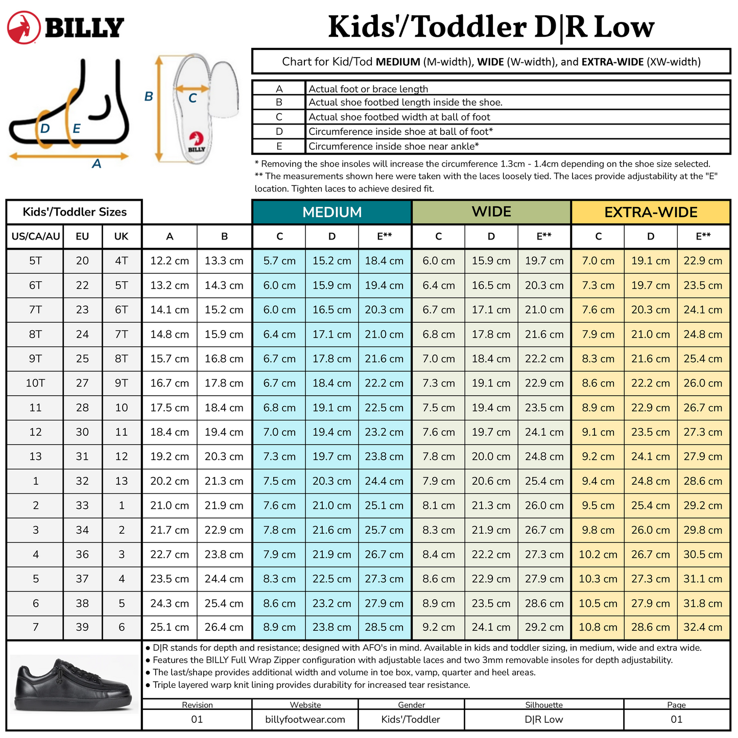  SALE - Black To The Floor Leather BILLY Classic D|R II Low