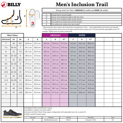  Men's Charcoal/Yellow BILLY Inclusion Trail