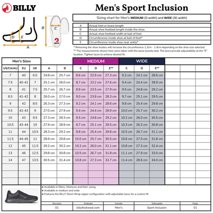  Men's Black To The Floor BILLY Sport Inclusion