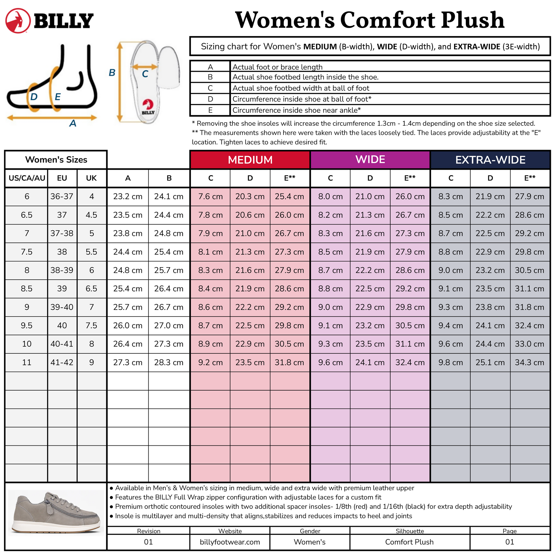  Women's White Leather BILLY Comfort Plush