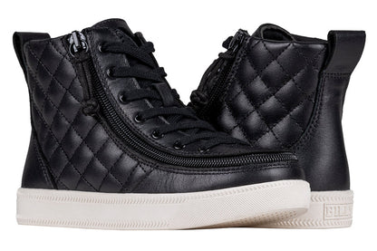  FINAL SALE - Black Leather BILLY Quilt High Tops