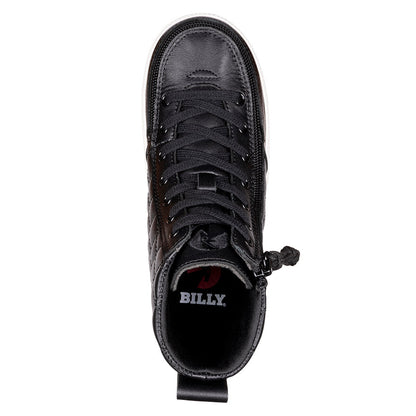  FINAL SALE - Black Leather BILLY Quilt High Tops
