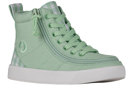  FINAL SALE - Green Gingham BILLY Classic Lace High Tops