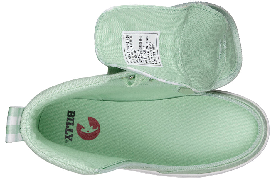  FINAL SALE - Green Gingham BILLY Classic Lace High Tops