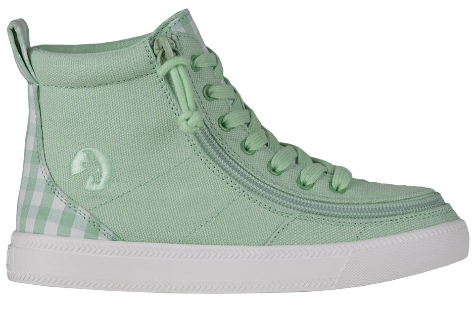  FINAL SALE - Green Gingham BILLY Classic Lace High Tops