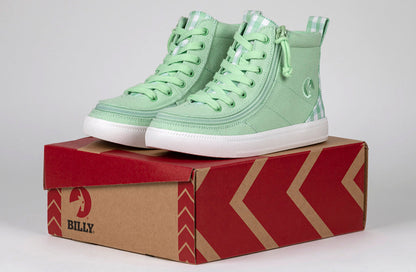  FINAL SALE - Green Gingham BILLY Classic Lace High Tops