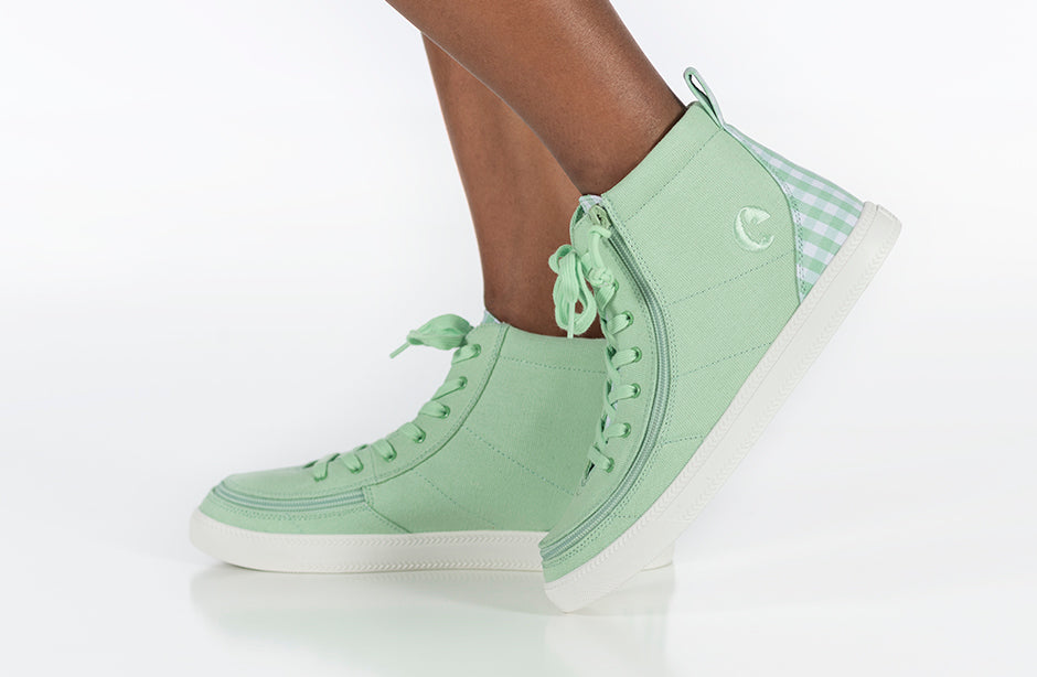  FINAL SALE - Green Gingham BILLY Classic Lace High Tops