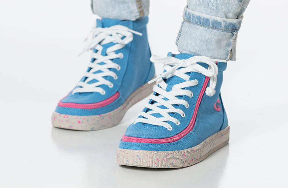  FINAL SALE - Blue/Pink Speckle BILLY Classic Lace High Tops