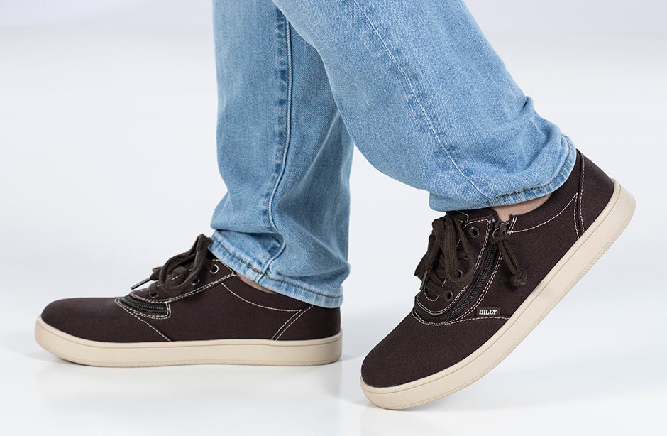  FINAL SALE - Men's Dark Brown/White Stitch BILLY Sneaker Low Tops