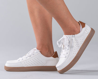 FINAL SALE - Women's White (Brown Mustache) BILLY Low Sneakers