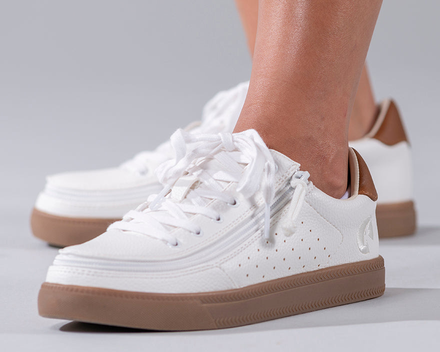  FINAL SALE - Women's White (Brown Mustache) BILLY Low Sneakers