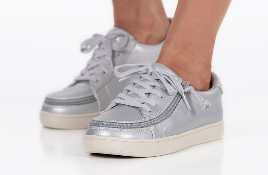  FINAL SALE - Women's Silver Grey Metallic BILLY Sneaker Low Tops