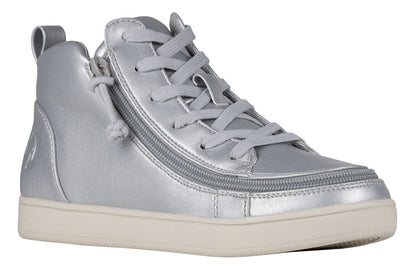  FINAL SALE - Women's Silver Grey Metallic BILLY Sneaker Lace Mid Tops