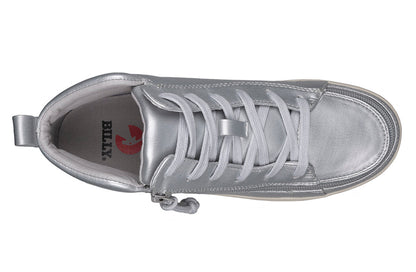  FINAL SALE - Women's Silver Grey Metallic BILLY Sneaker Lace Mid Tops
