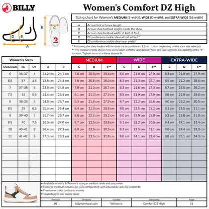  Women's White/Wine/Black BILLY Comfort DZ High