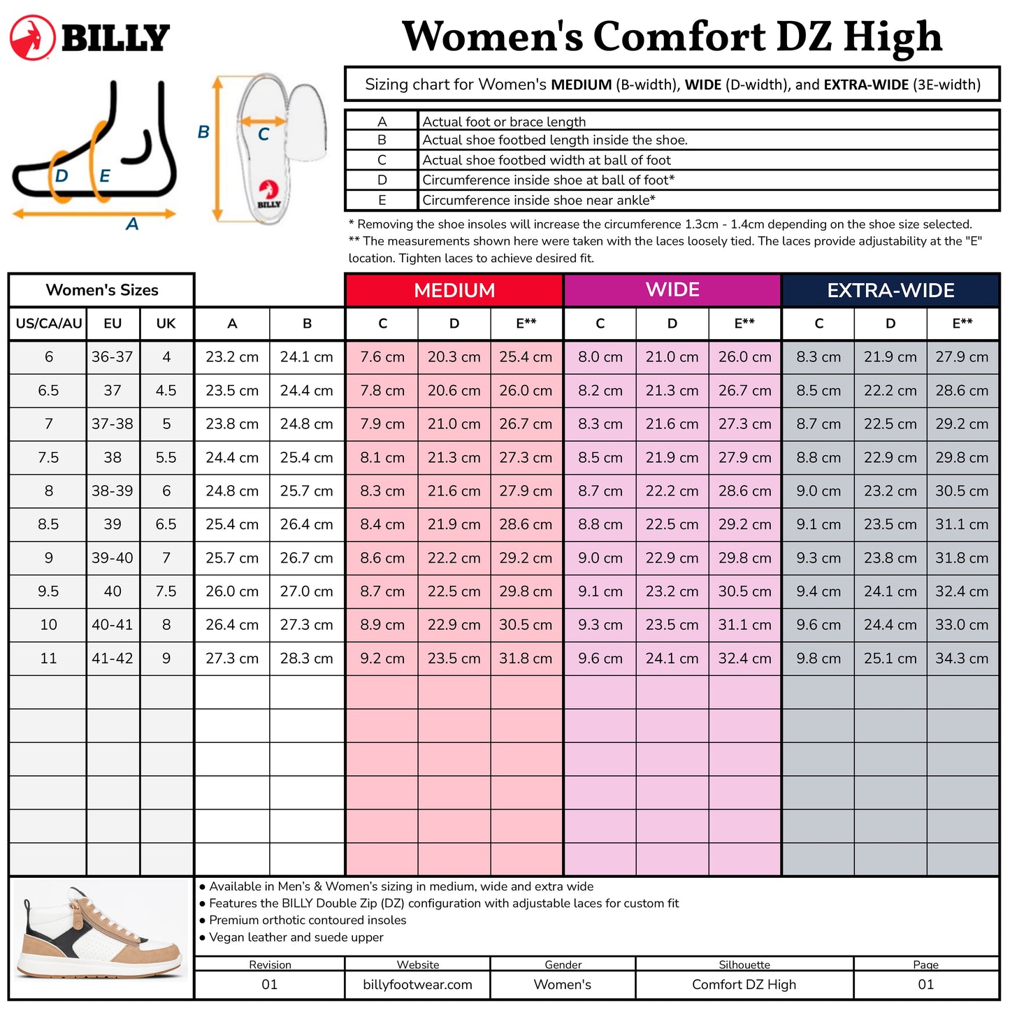  Women's White/Tan/Black BILLY Comfort DZ High