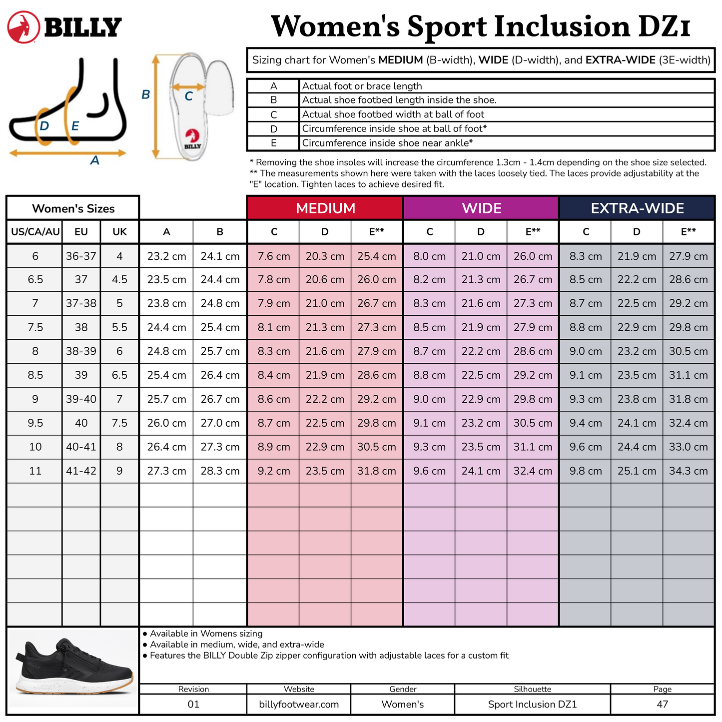  Women's Mauve/White/Plum BILLY Sport Inclusion DZ1